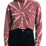 525 America  Cropped Tie‎ Dye Sweater XS Burgundy Funnel Neck NWT Y2K Revolve Photo 0