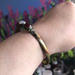 Ruby Vintage handcrafted genuine and opalite cabochon stone twist metal bracelet Photo 2