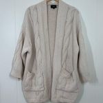 VICI  Cream Oversized Heavyweight Chunky Cable Knit Belted Cardigan Photo 1