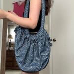 Blue and white gold moon star celestial embroidered handmade shoulder bag Purse Photo 2