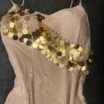 Tan gold sequined mini dress dance costume Silver Photo 1