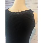 Dynamite Zena Y2K 90s 80s Tank Top Lace trim Preppy Cami Black Shirt Blouse Rhinestones Photo 9