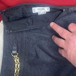 CELINE Paris Pencil Skirt Womens Size 48 US 16 Gray 100% Wool Gold Chain Sid Zip Photo 3