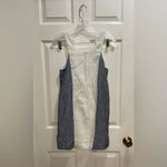 island company Aloha Linen Colorblock White Blue Mini Dress Coastal Size XS Photo 2