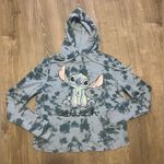 Disney Lilo and Stitch Ohana Blue Tie Dye Boxy Cropped Hoodie Sweatshirt Size S Photo 6