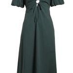 Madewell Cutout Puff Sleeve Poplin Midi Dress - Dark Palm Size 2 Photo 4