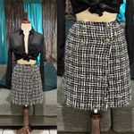 Sur Les Toits de Paris Tweed Mini Skirt Black Geometric Button XS Made in France Photo 1