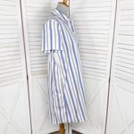 J. Crew Striped Button Down Shirt Dress White Blue Size 8 Preppy Retro Photo 2