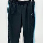 Nike Black Blue Side Stripe Polyester Windbreaker Capri Pants Women Size Medium Photo 0