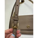 Michael Kors Tan Leather Wallet Crossbody Bag Purse Gold Chain 8" x 4" Neutral Photo 2