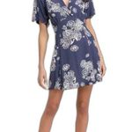 Free People  | Blue Hawaii Washed Blue Print Short Sleeve Mini Dress Size Large Photo 2