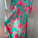 Handmade Vintage Style Maxi Dress Poppy Green Print Size Small Photo 4