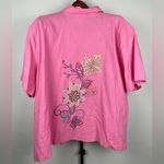Anna Maxwell Pink Linen Blend Embroidered Floral Short Sleeve Button Up Shirt Size 5X Photo 8