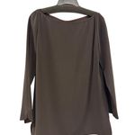 Ellen Tracy Vintage Brown Top Made in USA Size 10 Triacetate Polyester Long Photo 0