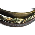 American Eagle NWT  3pc Brass Tone/Leather/Camo Cord 5" Unisex Bangle Bracelet Photo 3