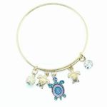 Boutique Beaded Sea Turtle Charm Colorful Bangle Bracelet Photo 0