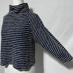 ZARA Striped Textured Mock Neck 3/4 Sleeve Sweater Top Navy White Size Medium Photo 6