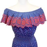 Lilly Pulitzer NWT Off Shoulder Smocked Flutter Fiesta Dress Blue Kalama Size S Photo 4