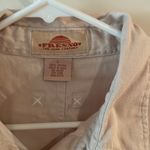 Fresno Jean Company Blue Denim Sleeveless Shirt Top Button Up Pockets large Tan Photo 1