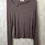 LNA Clothing Mauve Cut Out Ribbed Long Sleeve Top - Size - Small Photo 0