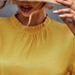 SheIn NEW Sz S Fabulous Tie Front Shimmery Gold Crop Top Blouse Photo 1