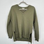 Z Supply  Size Small Quilted V Neck Sweatshirt Olive Green Tunic Bamboo Blend Photo 1