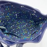 Vera Bradley Crossbody Drawstring Bucket Bag Purse Ink Blue Print Faux Leather Photo 2