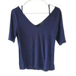 Lauren Ralph Lauren Shirt Women Medium Blue 1/2 Sleeve Casual Stretch V Neck EUC Size undefined Photo 4