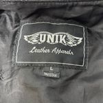 Unik Vintage Motorcycle Black Leather Vest with Unique Pins Size L Size L Photo 8