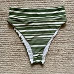 Aerie High Cut Cheeky Bikini Bottom Green and White Stripe Photo 0