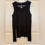 Guess Jet Black Mesh Cold Shoulder Long Sleeve Top Size-Small Photo 1