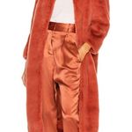 Michelle Mason NWT Womens Size 0 Faux Fur Coat Red Orange Dune Heavyweight Warm Photo 0