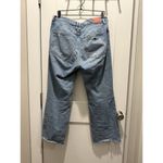 ZARA  Women's Blue High Waisted Flare Jeans Wide Leg Raw Hem 90's Size 10 Photo 2