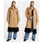 Sea NY Maeve Eyelet Long Sleeve Trench Coat Size XL Tan Photo 6