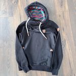 Wanakome  Black Hoodie with Patterned Interior Photo 1