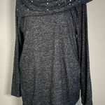 Chico's Zenergy Women’s 2/L/12 Gray Cowl Neck Tunic Studded Long Sleeve Formal Photo 0