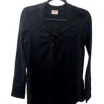AG Adriano Goldschmied Bliss Lace Inset Lace Up Top Black XS EUC Photo 4