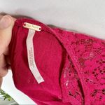 Free People  Short Sleeve Lace Open Back Mini Dress Tunic Magenta Red  XS Photo 6