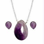 Anthropologie AMELIA RUE Pear Shaped Natural Amethyst Set Photo 1