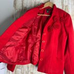 Spense Blazer Suit Coat Pleated RUFFLE Floral ROSETTE RED Felt Jacket Size L Size L Photo 2
