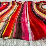 Fashion Bug Y2K  Multicolor Striped Stretch Pleated Button Down Blouse Size M Photo 5