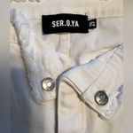 SER.O.YA Low Rise Flare White Distressed Raw Hem Jeans NWT sold out Size 29 Photo 13