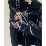 VTG Jess & Jane Art of Asia Zip Jacket Black Floral Embellished Rhinestone USA Size XL Photo 4