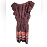 Pinky Red and Black Midi Dress with Striped Hem Size L Photo 1