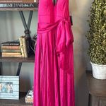 Mac Duggal Ieena  Charmeuse Halter Strap Soft Tie Waist Gown Magenta Womens Size Photo 2