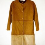 ZARA Faux Fur Ultrasuede Coat Brown Size Small Snap Front Blogger Fave Cozy Photo 12