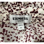EXPRESS Shirt Womens Medium Brown White Abstract Animal Print Portofino Office Photo 6