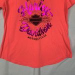 Harley Davidson women's large v neck short sleeve shirt pink tee biker Photo 5