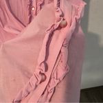 Garnet Hill  Cotton Button Front Sleeveless‎ Pink Ruffle Trim Blouse Size XL Photo 3