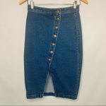 Madewell Asymmetrical Button Blue Denim Jean Skirt Size 25 Photo 5